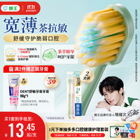 狮王 细齿洁系列 宽薄茶抗敏软毛牙刷 2支