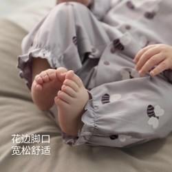 巴厘小猪 女宝宝连体衣春秋幼儿哈衣春款小月龄外出服四季无骨衣服婴儿春装 小蜜蜂乐园 80cm