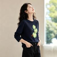 棉致 长袖t恤女春秋新款大码女装宽松纯棉打底衫2026洋气减龄上衣