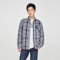 Lee 商场同款秋冬舒适版101+蓝灰色格纹男棉服