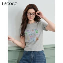 La·go·go LAGOGO印花T恤女拉谷谷2026年春新款短袖通勤上衣