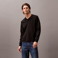 Calvin Klein CK高级成衣系列秋季男士商务休闲通勤简约纯色POLO领长袖针织衫
