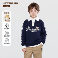 Paw in Paw PawinPaw卡通小熊童装26年新款春季男童撞色翻领卫衣 Navy藏青色/59 110
