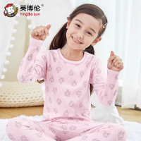 英博伦 女童秋衣秋裤春秋男童薄款内衣套装莱卡棉春秋中大童保暖睡衣断码 31158 色纺粉 莱卡 110
