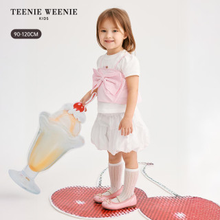 TEENIE WEENIE Kids小熊童装26新款女宝宝甜美蝴蝶结吊带短袖T恤 粉色 110 cm