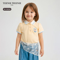 TEENIE WEENIE Kids小熊童装26年新款女宝宝撞色甜美泡泡短袖POLO 黄色 110