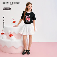 TEENIE WEENIE Kids小熊童装26年新款女童宽松印花撞色棉短袖T恤 黑色 150 cm