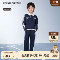 TEENIE WEENIE Kids小熊童装26年新款男童休闲运动风撞色翻领卫衣 藏青色 120 c