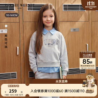TEENIE WEENIE Kids小熊童装26年新款女童学院风假两件索罗娜卫衣 花灰色 130 c