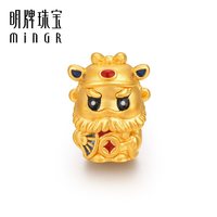 移动端、88VIP：明牌珠宝 3D硬金串珠 黄金小财神转运珠足金编绳手串AFP0614