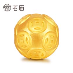 老庙黄金 足金串珠转运珠铜钱钱币多多路路通男女款金珠手饰