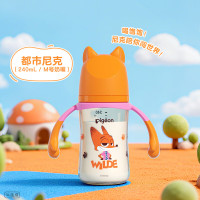 贝亲 迪士尼疯狂动物城PPSU双把手彩绘奶瓶240mL M号 3月+ 都市尼克
