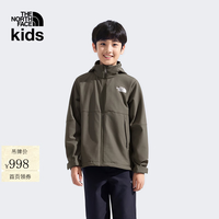 北面 童装男女儿童防风防泼水软壳衣外套户外|89XF 21L/乌木绿 140 (M) （140/68）