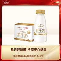 每日鲜语 鲜牛奶 高品质原生低温牛奶 巴氏杀菌乳 3.6g 211ml*6 3.6g蛋白全脂211ml*6瓶