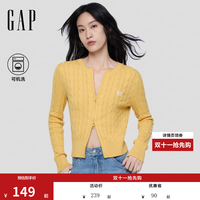 Gap 829626 复古刺绣绞花修身 黄色 M 针织开衫