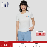 Gap 小熊刺绣 白色 M(165/88A) 女士针织短袖T恤