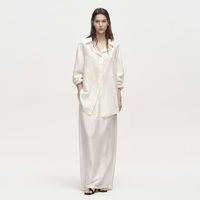 白弓“真丝系列”套装桑蚕丝长袖衬衫女+休闲裤高智感55601