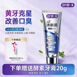 舒客 清新盾牙膏清新口气去口臭去异味牙膏去牙渍美白专用 清新盾120g+酵素美白20g