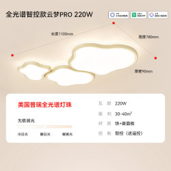 雷士 吸顶灯漫反射包安装 未来光 220W 40㎡内适用 13230lm 万级流明护眼客厅灯【五年质保】