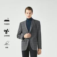 劲霸男装 劲霸 秋季男士商务休闲格纹绅士毛呢单西服