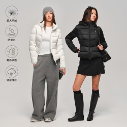 AOT安欧兔蚂蚁腰缎面泡芙收腰羽绒服女修身短款外套