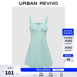 UR UR2026夏季新款女装休闲褶皱吊带超短款连衣裙UYY760118