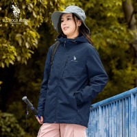 U.S. POLO ASSN. 夹克女秋冬季新款简约宽松连帽透气户外休闲外套 藏蓝色 3XL
