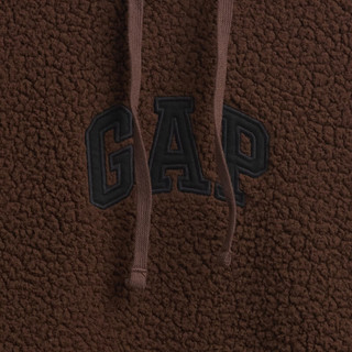 Gap 789782 仿泰迪绒宽松连帽卫衣 深棕色 M码
