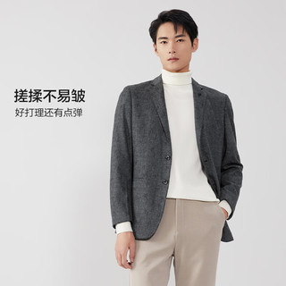 红豆 男士休闲西服 微弹绒感易打理 黑色 L码