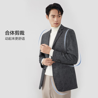 红豆 男士休闲西服 微弹绒感易打理 黑色 L码