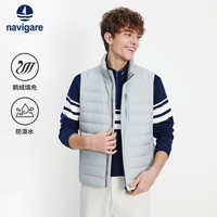 navigare 小帆船鹅绒保暖马甲男士秋季轻薄羽绒背心防泼水立领外套 冰河灰 L