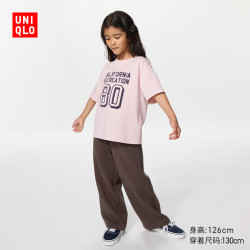 优衣库 童装男童女童高弹力快干运动宽腿裤阔腿裤裤子488163 38 深褐色 130
