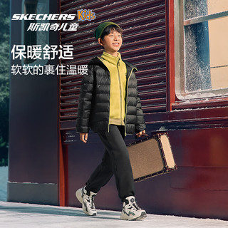 SKECHERS斯凯奇 L425K074 加绒保暖 碳黑 120cm 儿童针织长裤