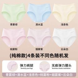 芬腾 女士纯棉中腰三角内裤4条