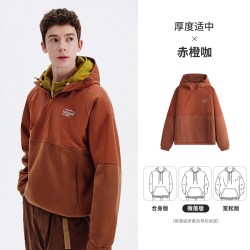NVG·YOUNG NAVIGARE小帆船黑色连帽半拉链卫衣男套头衫