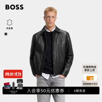 BOSS（服装） BOSS博斯男26秋衬衫式真皮皮衣夹克外套 001-黑色 M (48)