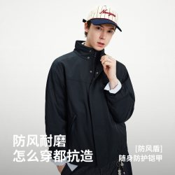 NVG·YOUNG navigare小帆船黑色夹克男加绒保暖外套防风耐磨宽松