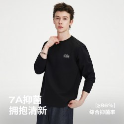 NVG·YOUNG navigare小帆船休闲圆领长袖t恤男黑色套头衫