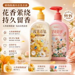 偶狸酱 植萃香氛内衣洗衣液500g温和去渍除菌抑菌99.9%血渍黄渍轻松洗