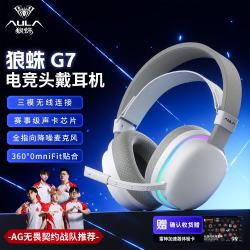 狼蛛 低延 无线游戏耳机 麦克风 USB7.1声卡  银翼白