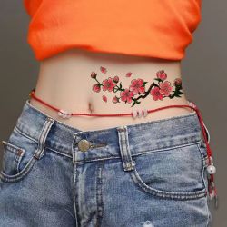 桃花纹身贴女 防水持久花臂小腹锁骨高级感仿真梅花图案