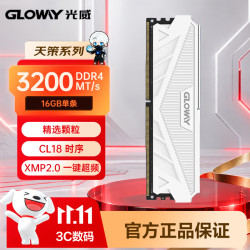 光威 GW 光威 天策系列 DDR4 3200MHz 台式机内存 马甲条 皓月白 16GB CL18