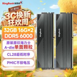 金百达 星刃 DDR5 6000MHz 台式机内存 马甲条 32GB 16GBx2 C28