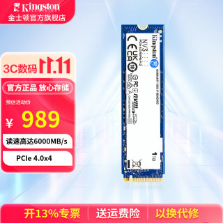 金士顿 NV3 NVMe M.2 固态硬盘 1TB（PCI-E 4.0）