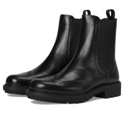 ECCO 爱步 女士 Olso Wingtip Double Gore 切尔西靴 黑色 6-6.5