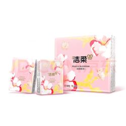 洁柔 手帕纸潋滟桃花香4层7张印花便携式家用户外旅行装可湿水纸巾  潋滟桃花香 4层 7片*12包