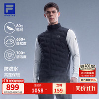 斐乐 羽绒马甲丨FILA柔弹回弹保暖羽绒26冬季新款男士高蓬松外套 深黑-BK XL XL 180/100A