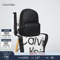 Calvin Klein Jeans男士休闲通勤校园风满版ck压印字母拉链大容量双肩包礼物 HH2622UB1-太空黑 OS