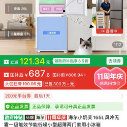 海尔 小奶芙165L风冷无霜一级能效节能低噪小型超薄两门家用小冰箱