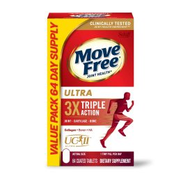 Move Free 益节 胶原蛋白营养补充剂 骨骼和关节支持 64片盒 无味 素食